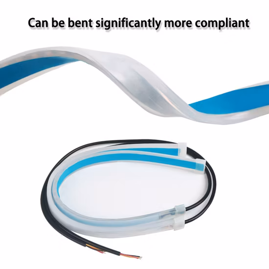 Automotive LED Daytime Running Dual Color Lights Headlight Decorative Light Strip Silicone Light Guide Strip