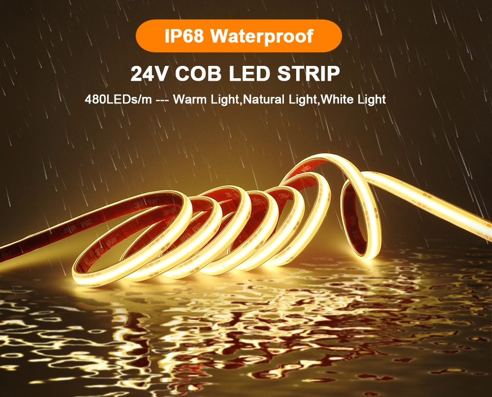 Silicone IP68 Waterproof Patio Lighting COB LED Strip Lights